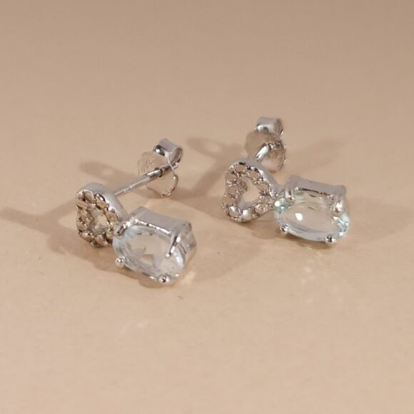 Aquamarine Earrings in Sterling Silver - Picture 2 of 6
